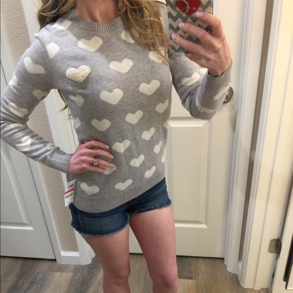 Charter Club Heart Print Sweater Size SP NWT